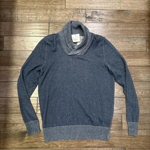 J. Ferrar Men's Shawl Collar Sweater Blue/Gray Cotton/Wool Blend Size Medium